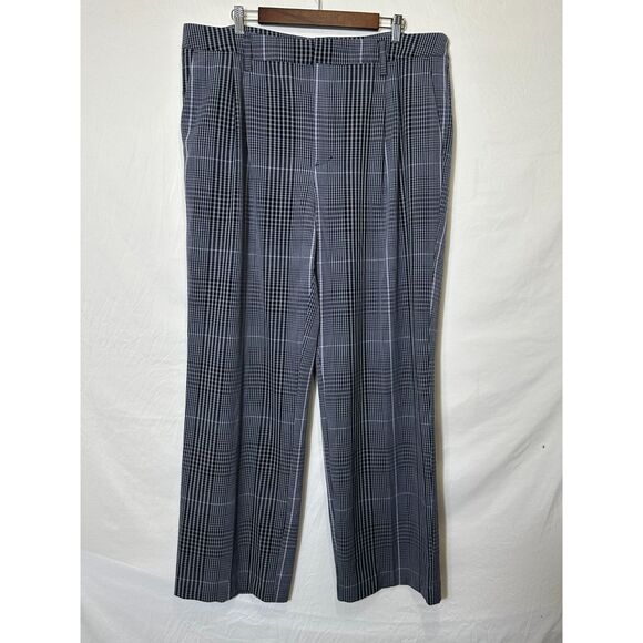 A New Day Women's Dress Pants Charcoal Gray and Pink Glenn Plaid Plus Size 18 - Picture 1 of 3